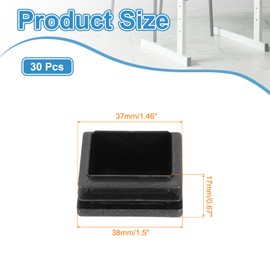 sourcing map 30 PCS 1.5"(38mm) Square Plastic Hole Plugs, Black Plastic Pipe Tubing End Caps for Furniture, Pipe Tubing, Table, Chair