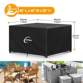 Kipiea Patio Furniture Covers Waterproof Winter, 420D Outdoor Furniture Set Covers, Heavy-Duty Patio Table Cover, No Tears Anti UV No Fading (45" L x 45" W x 28" H)