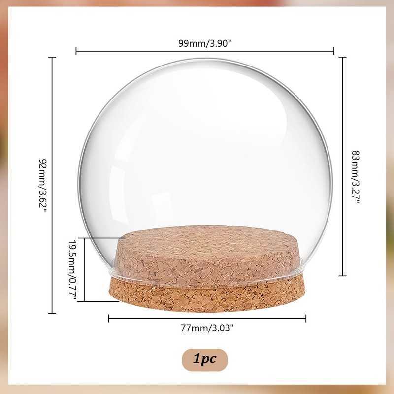 PH PandaHall Glass Dome with Base Glass Cloche Globe Display