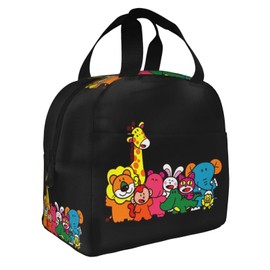 Tabekko Animal Insulated Lunch Bag, Black, Bento Box, Thermal, Insulated Bag, Zipper Included, Compact, Bento Bag, Soft Cooler Bag, Tote, Eco Bag