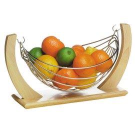Premier Housewares Small Fruit Hammock, Rubber Wood and Chrome
