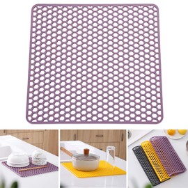 Boxonly Silicone Dish Drying Mat for Versatile Use - Heat-Resistant, Eco-Friendly and Easy to Clean Mat for Kitchen Counter, Sink or Drawer Liner - 10.4" (26.5 CM), Purple