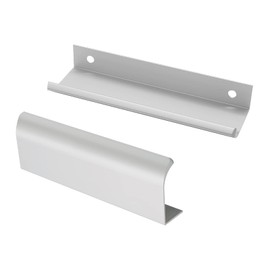 Qjaiune Silver Back Mount Finger Edge Pull 150mm / 5.9", Aluminum Hidden Handle Concealed Tab Pulls for Home Kitchen Living Room Door Drawer Cabinet (2Pcs)