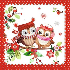 ti-Flair Papierservietten, 20 Stück/Servietten – Winter Owls – 33 cm x 33 cm