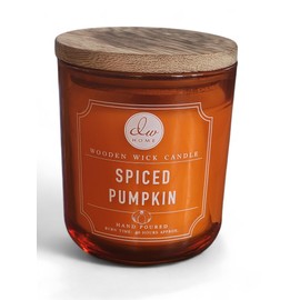 Richly Scented Candle, Wooden Wick, Wooden Lid, Orange Jar, Scented Spiced Pumpkin Candle