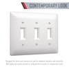 TayMac 4440W Paintable Triple Toggle Light Switch Wall Plate Cover,