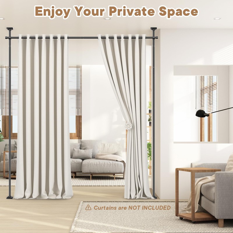 Bonpally Room Divider Curtain Rod, No Drilling Room Separator for