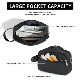 XQXA Toiletry Bag for Men, Hanging Dopp Kit Water Resistant Travel makeup Bag for women, Mens Travel Bag Shaving Bag for Toiletries Accessories (01-Black)