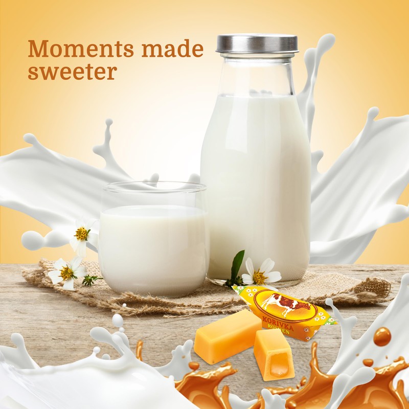 Roshen Korivka Milk Fudge Candy, 2.2 Lb (1kg), Approx. 68