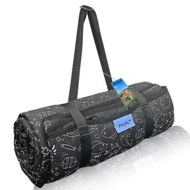 PICYALO Outdoor Picnic Blanket Black Fish 60"x80" Sandproof Beach Blanket Waterproof Picnic Blankets Foldable for Caming, Beach, Outdoor Activities.
