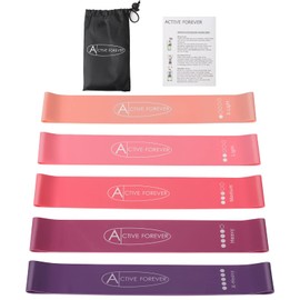 ACTIVE FOREVER Resistance Band Set, Pull up Assist Band Fitness Band, Pack of 5 Different Resistance Levels Elastic Band for Men Women for Yoga Muscle Stretching Training Home Gym(pink)