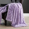 BYTIDE Jacquard Plaid Faux Rabbit Fur Plush Throw Blankets with