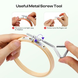 Caydo 6 Pieces 4 Inch Embroidery Hoop with Metal Screw, Small Embroidery Hoops Set, Adjustable Bamboo Cross Stitch Hoop Ring for Art Craft Sewing, Home Ornaments