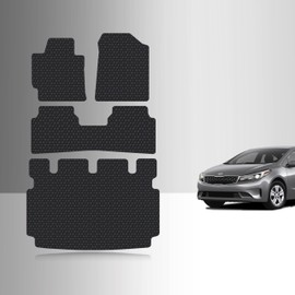 TOUGHPRO Full Set Floor + Cargo Mats Accessories Set for KIA Forte All Weather Heavy Duty (Made in USA) Black Rubber 2014 2015 2016 2017 2018