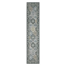 Phantoscope Washable Runner Rug 2'x10' Non-Slip, Vintage Boho Hallway Rugs for Entryway, Stair, Bedroom, Distressed Moroccan Mosaic Diamond Pattern, Low-Pile Foldable Floor Carpet, Grey Charcoal