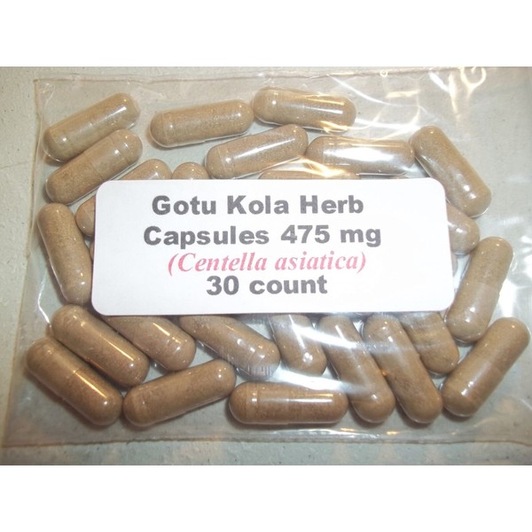 Gotu Kola Herb Powder Capsules (Centella asiatica) 475 mg.  30 count
