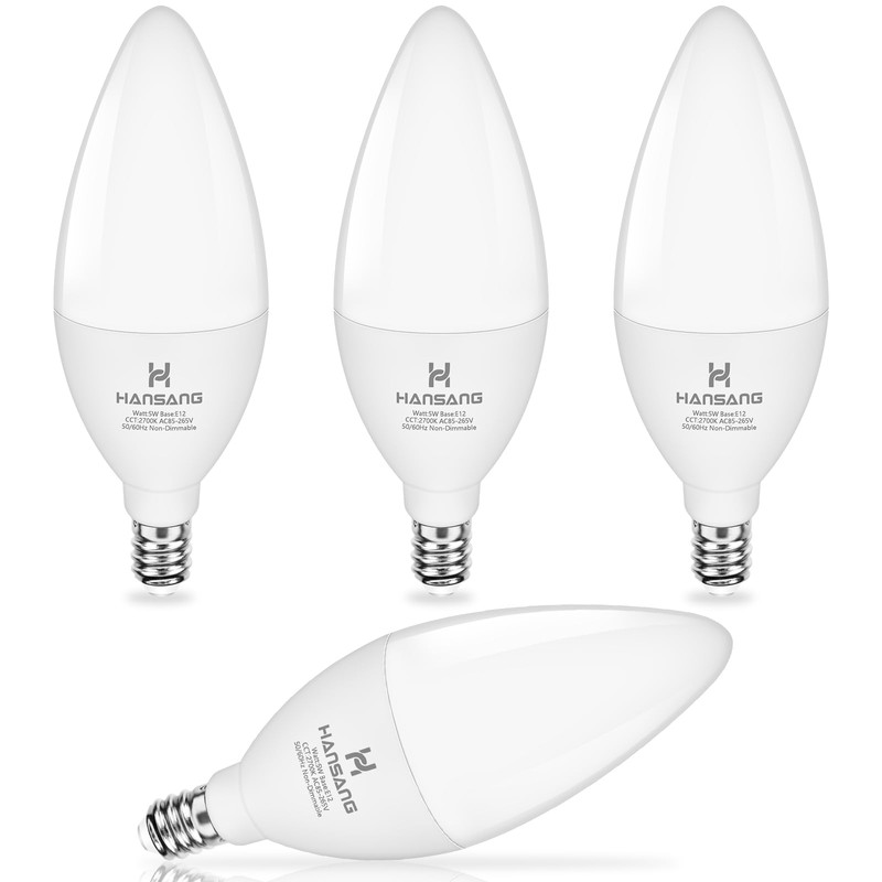 hansang E12 Candelabra LED Bulbs 2700K Warm White, 60Watt Equivalent,