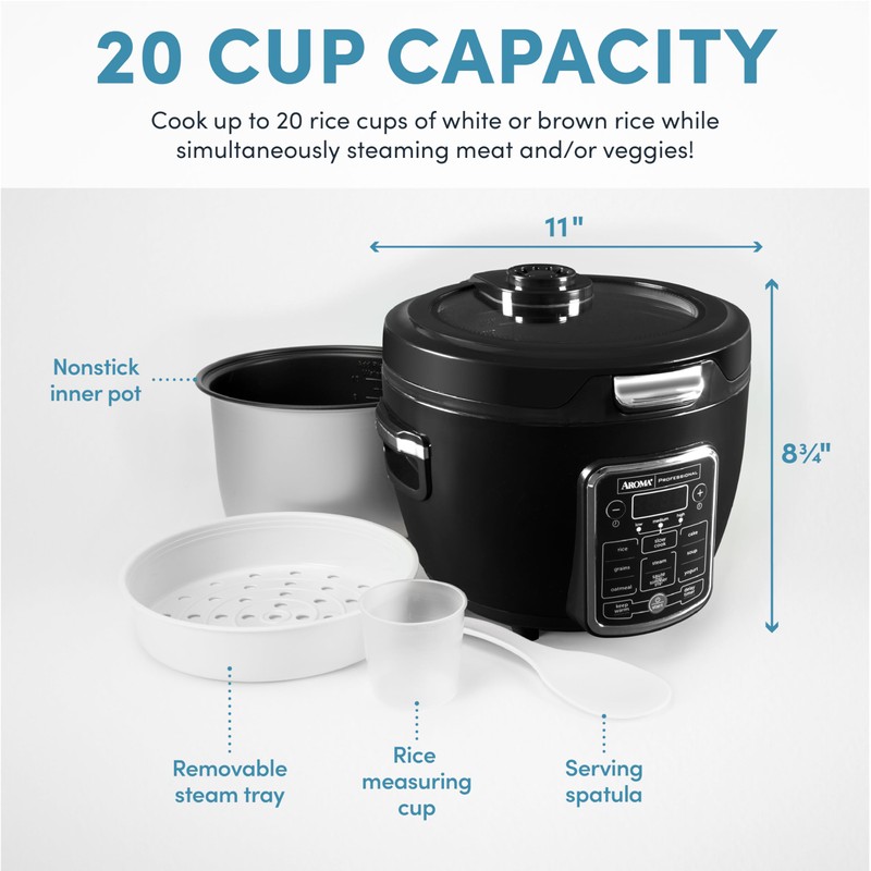 Aroma Professional ARC-1230R Cool Touch Glass Lid, Food Steamer, Slow