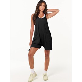 DUOEASE Jumpsuit Women's Sleeveless Romper 2024 Summer Outfit Women with Pockets, black