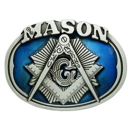 Morase Masonic Monogram Symbol Design Cowboy Belt Buckles (oval)
