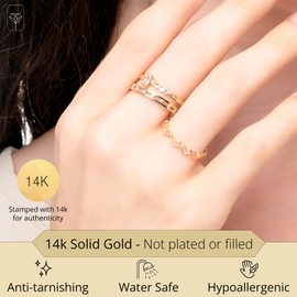 MAX + STONE 14k Solid Gold Cubic Zirconia Ring in Emerald Cut | Dainty Thin Gold Promise Ring | Anti Tarnishing Yellow Gold Ring For Women | Hypoallergenic Gold CZ Ring in Size 8