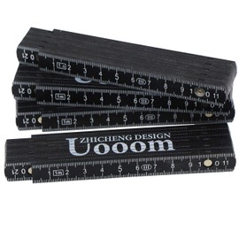Set of 4 Folding Rulers 1 Metre Portable Plastic Folding Ruler (Black)