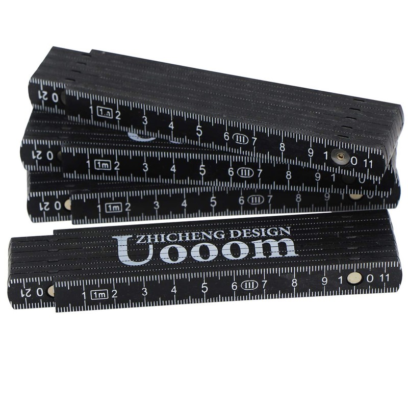 Set of 4 Folding Rulers 1 Metre Portable Plastic Folding