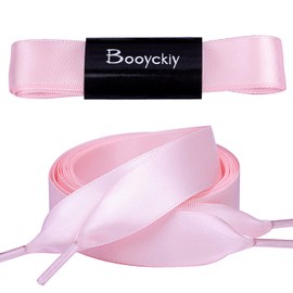 Booyckiy Flat Colorful Satin Ribbon Shoelaces 3/4" Wide Shoe Laces for Women Girls, Pink 47inch (120) cm