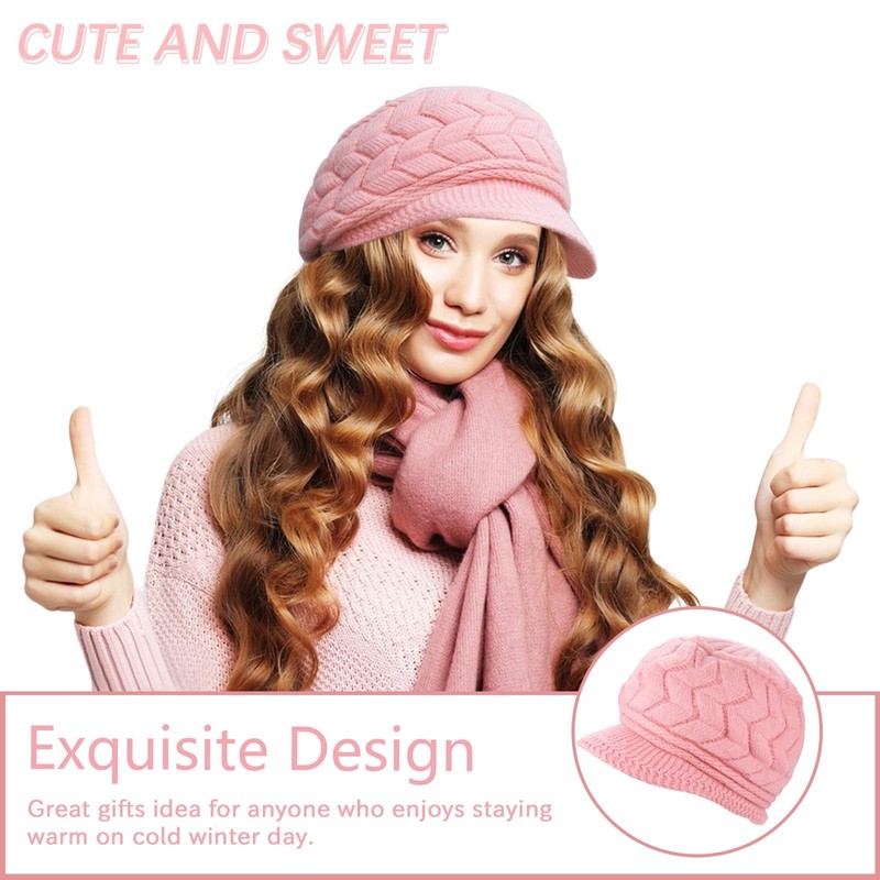 CINGHIA Baskenmütze Damen Winter,Barett Damen,Strickmütze Damen,Wintermütze Damen,Damen Baskenmütze,Mütze Rosa Damen,Strickmützen