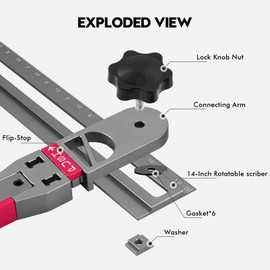 Stair Tread Template Tool - Upgrade Stair Tread Gauge - Accurate Stair Tread Measuring Tool Jig for Risers, Shelf and Cutting Drywall - 17.9 to 58.9 inches - Shelf Scribe Tool
