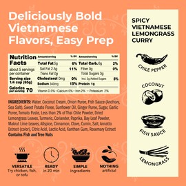 Red Boat Fish Sauce Spicy Vietnamese Lemongrass Curry | Deliciously bold flavors ready in 20 min | Simple ingredients, nothing artificial | 12 oz