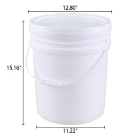 Teyyvn 7 Gallon White Plastic Food Bucket with Handles and Lid, Set of 4 Food Storage Pail Multipurpose Bucket with Lid