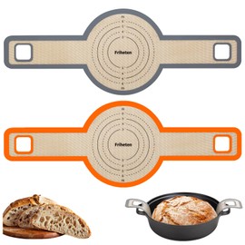 Sourdough Silicone Bread Sling - Non-Stick & Easy Clean Silicone Bread Mat for Dutch Oven. Reusable With Extra Long Handles Silicone Bread baking Supplies tools accessories ((2 Orange & Gray)
