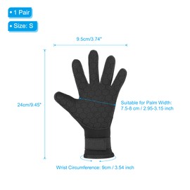 PATIKIL Neoprene Diving Gloves, 1 Pair Wetsuit Dive Gloves Five Finger Surfing Scuba Gloves Adjustable for Diving Snorkeling Swimming Water Sports, Black, S