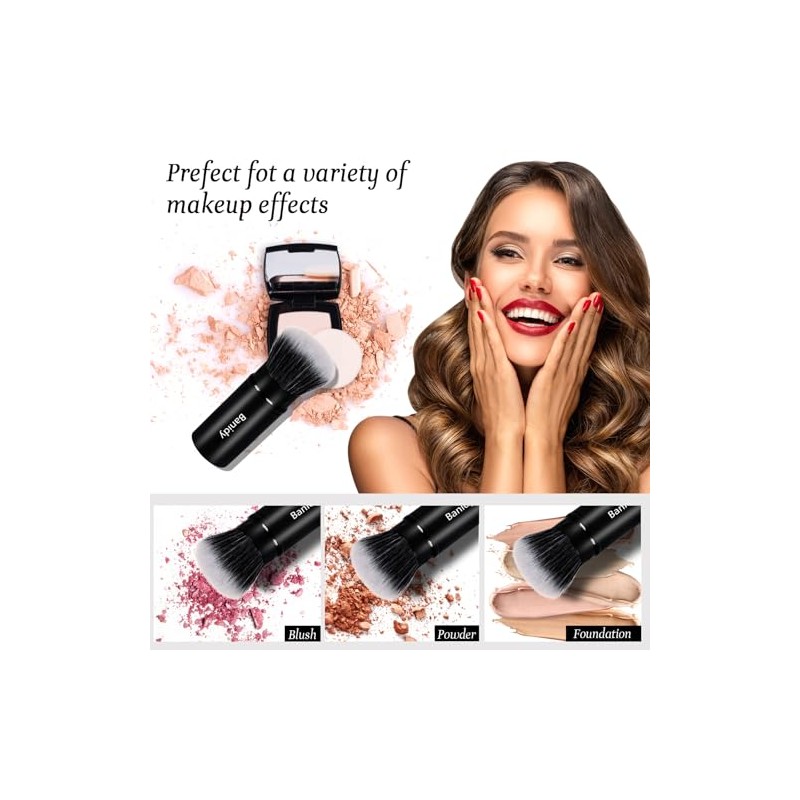 Banidy Brocha Maquillaje Kabuki Brochas Faciales Retráctiles Viajes Rubor Portátil