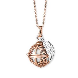 Engelsrufer ERN-ER23-20-XS-R Women's Necklace in Sterling Silver with Chime Ball Pendant Rose Gold Size XS with Mother of Pearl Harmony Ball Lobster Clasp Nickel Free Size: 45 + 5 cm, Sterling Silver,