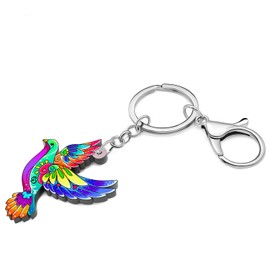 WEVENI Cute Dove Keyring Charms Acrylic Dove Key Ring Bird Jewellery for Women Girls Car Accessories (Rainbow), rainbow