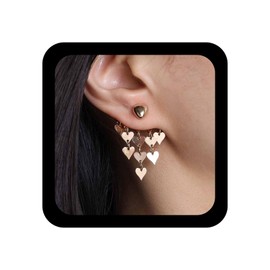 Aneneiceera Boho Heart Chandelier Drop Earrings Gold Heart Stud Earrings Vintage Heart Ear Jacket Earrings Love Heart Wedding Earrings Jewellery For Women, Zinc