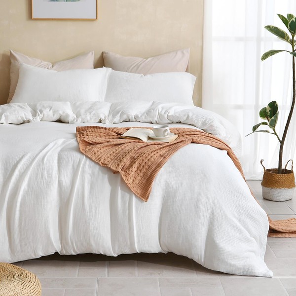 - LEEQHRRY - Muslin Duvet Cover Queen Size, 100% Washed