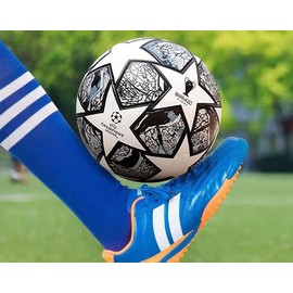 luliott Football Fans Memorabilia 2024 Soccer Ball Birthday Present Size 5 Soccer Office Soccerball Fans Thermally Bonded Match Ball with Seamless Stiching Soccer (Grey)