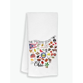 Moonlit93 Ohio State Map Kitchen Towel, U.S. State Souvenir Tea Towel, Multi-Purpose Towel, Soft & Absorbent Kitchen Towel, Towel for Ohio Lovers, Travel Ohio Souvenir