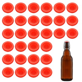 30 PCs Silicone Gaskets Washers High Pressure Leak-proof Seals for Cap Swing Flip Top Bottle-Red for Home Brew Beer Soda Bottle Sealing (Red half cover)