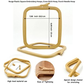 Nurge Beige Medium (No:3) Plastic Square Embroidery Hoop, Cross Stitch Hoops, Punch Needle Hoop , DIY Craft Sewing,ABS Plastic Embroidery Hoops
