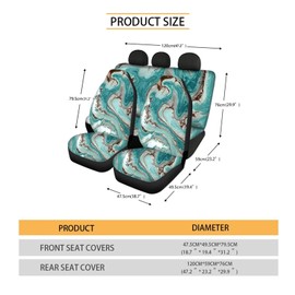 Forchrinse Green Mushroom Car Seat Covers for Women 15Pcs Full Set Car Accessories Set,Steering Wheel Cover,Armrest Seatbelt Cover,Car Trash Can,Coaster,Keychain Fit Truck SUV