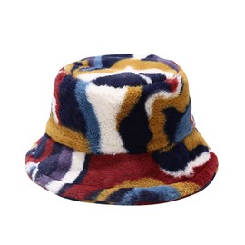 Faux Fur Furry Bucket Hat Fluffy Fuzzy Warm Hat Plush Fisherman Hat Winter Hats for Women Men Teens Girls Multicolor