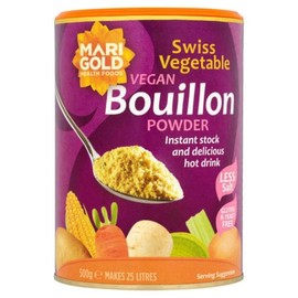 Marigold Health Foods Reduced Salt Vegetable Vegan Bouillon Instant Stock Powder 500g -Gluten Free - Makes 25 litres
