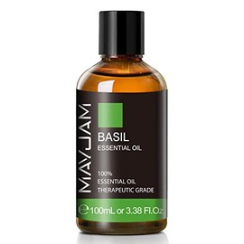 Basil Essential Oil 100ml, MAYJAM Premium Essential Oils for Aromatherapy, Diffuser, Soap Making, Candle Making, Large Bottle Basil Oil with Gift Box(3.38fl.oz)