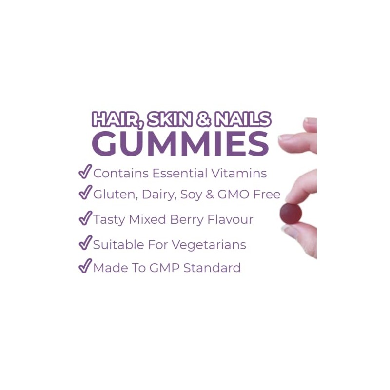 Hair Skin & Nails Gummies – Biotin Gummies with Zinc