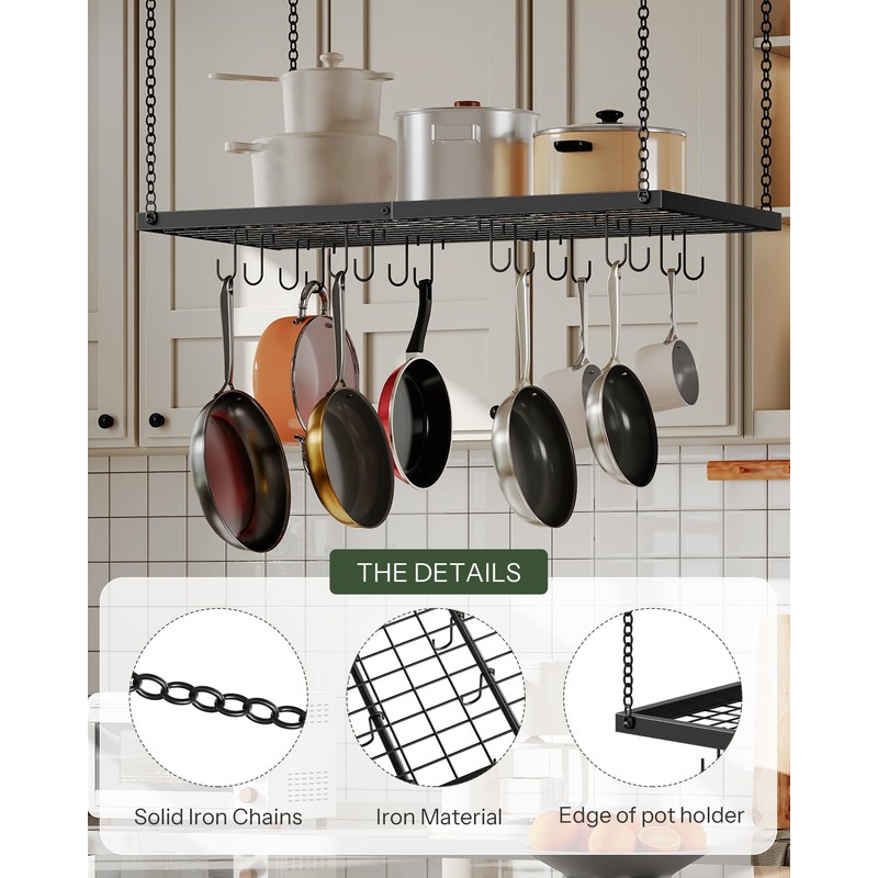CHOEZON Hanging Pot Rack, Ceiling Mounted Pot Hanger for Kitchen,