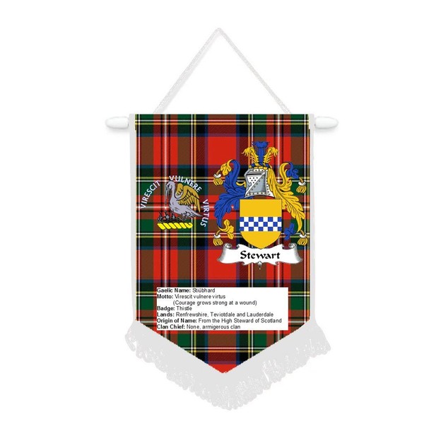 Stewart Scottish Clan Scotland Car/Wall Pennant With White Border Great